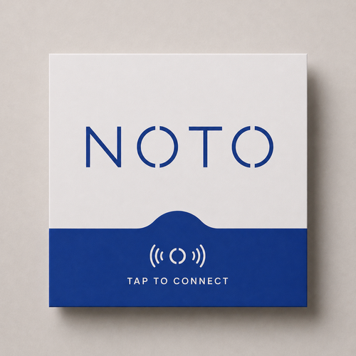 Original NOTO tag in blue with tap to connect